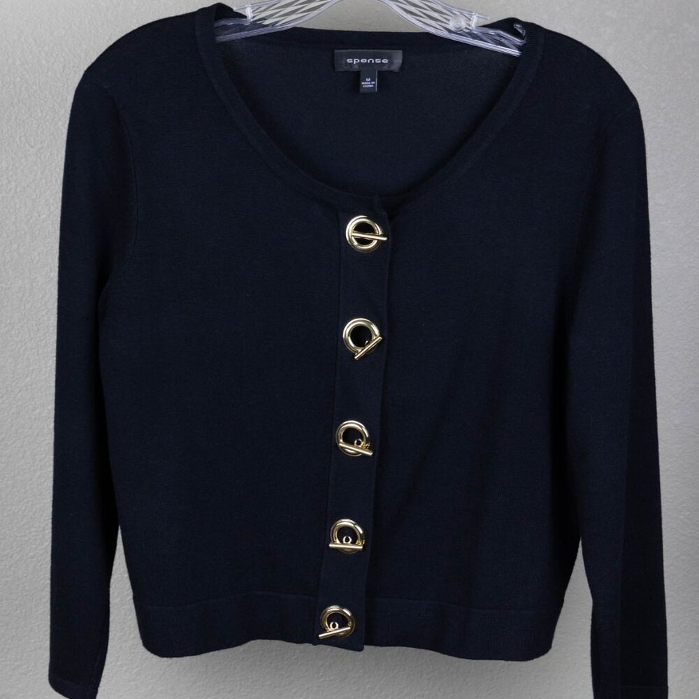 🖤 Spence Black Gold Button Cardigan – M